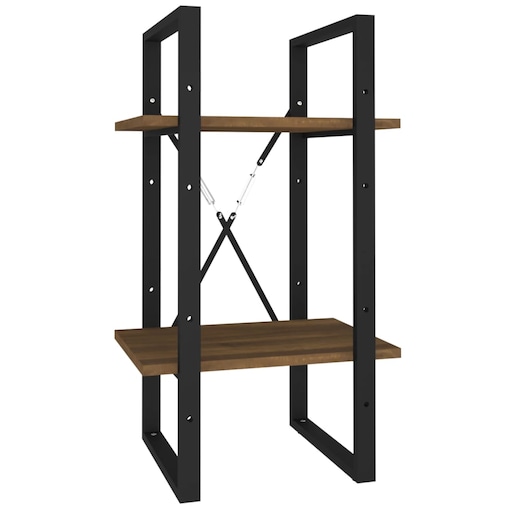 vidaXL Regał na książki z 2 półkami, brązowy dąb, 40x30x70 cm