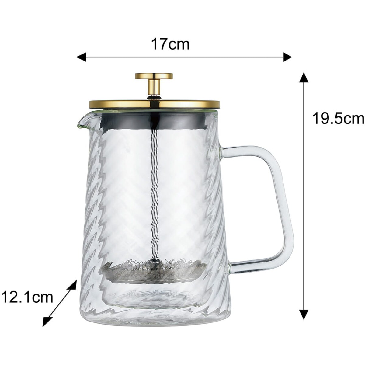 Zaparzacz do kawy herbaty szklany 600ml French Press złoty KLAUSBERG
