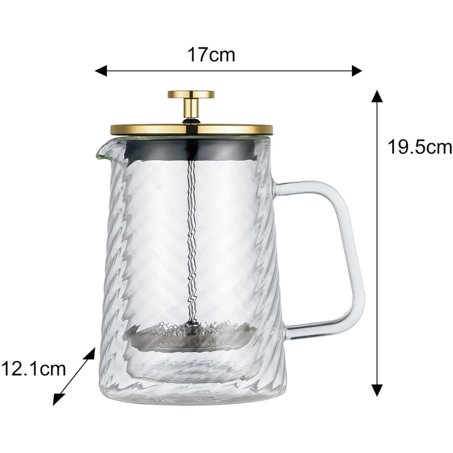 Zaparzacz do kawy herbaty szklany 600ml French Press złoty KLAUSBERG