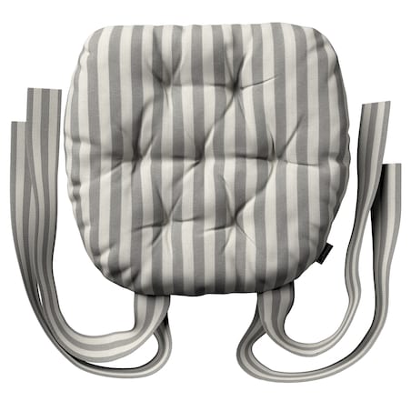 Poduszka na krzesło Marcin, szaro-białe pasy (1,5cm), 40 x 37 x 8 cm, Quadro