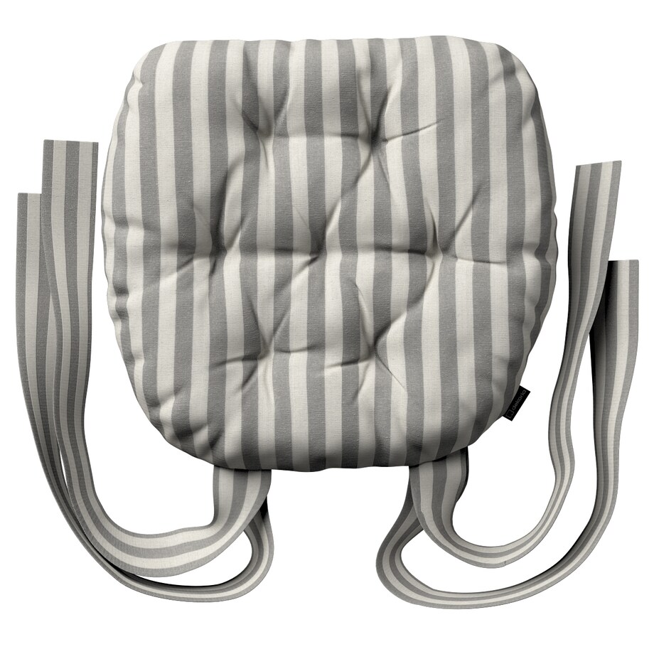 Poduszka na krzesło Marcin, szaro-białe pasy (1,5cm), 40 x 37 x 8 cm, Quadro