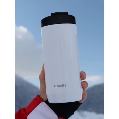Kubek termiczny na kawę 2w1 Dr.Bacty Notus 360 ml - biały