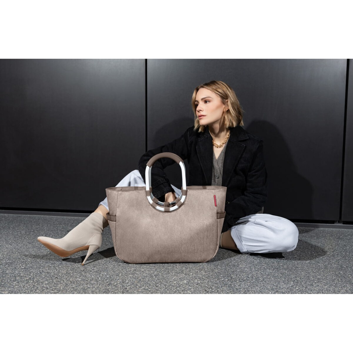 Torba LOOPSHOPPER L, herringbone mokka