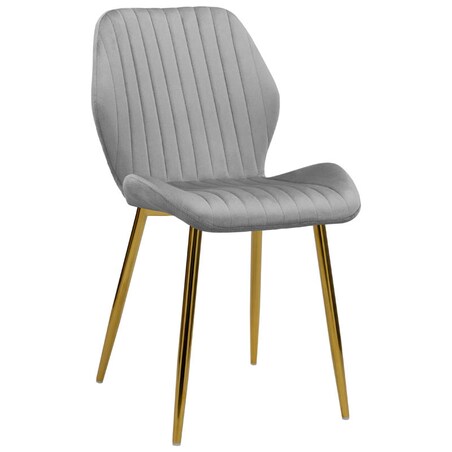 Krzesło tapicerowane welurowe szare do salonu jadalni złote nogi