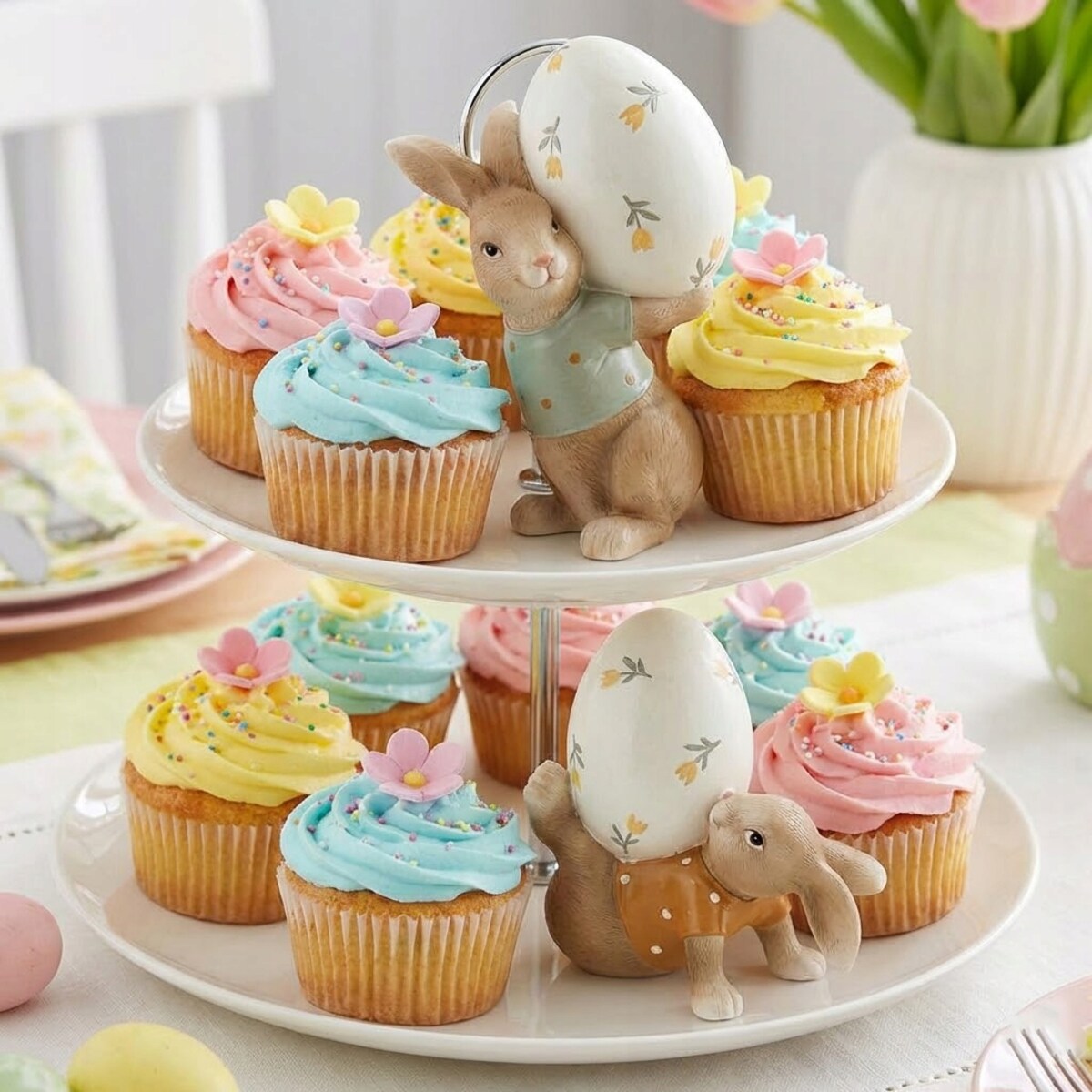 ZAJĄC FIGURKA WIELKANOCNA JAJKO 2szt ZAJĄCZEK KRÓLIK JAJO PREZENT OZDOBA