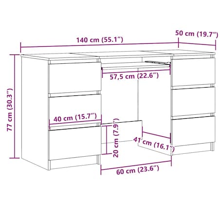 vidaXL Biurko, białe, 140x50x77 cm, materiał drewnopochodny