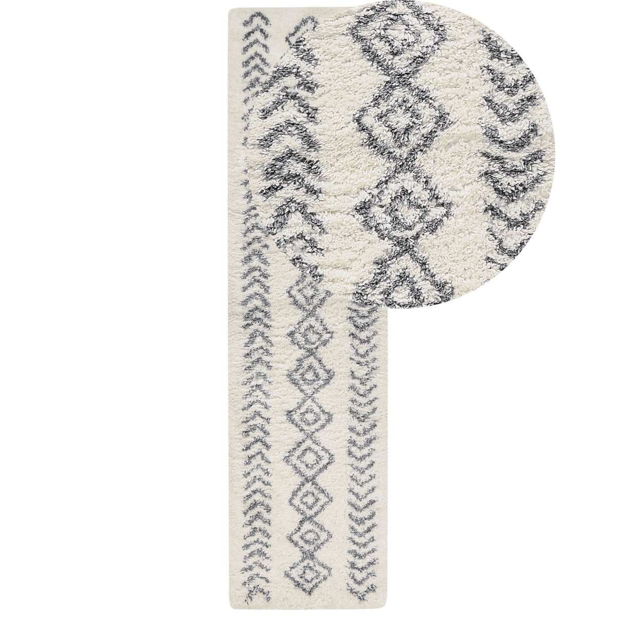 Dywan shaggy 80 x 300 cm biało-szary AYRUM