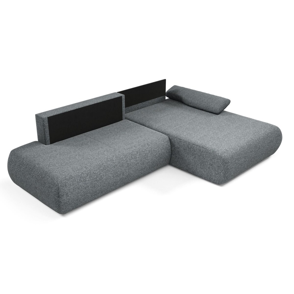 Narożnik rozkładany PENTI z pojemnikiem na pościel, prawy, ciemno-szary