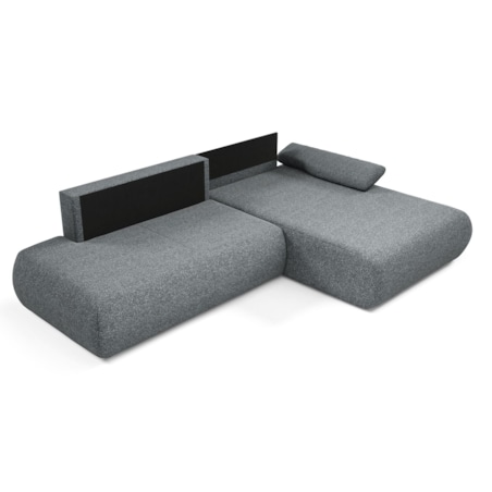 Narożnik rozkładany PENTI z pojemnikiem na pościel, prawy, ciemno-szary