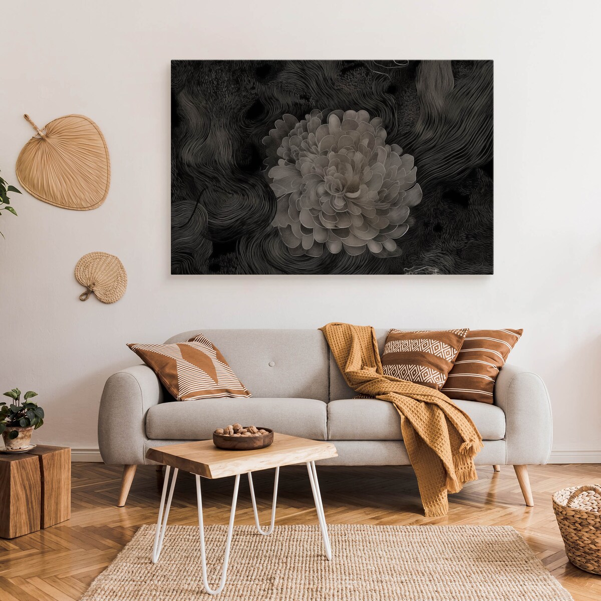 Obraz Na Płótnie Do Sypialni Biała Dalia Kwiaty Abstrakcja Do Salonu 120x80cm