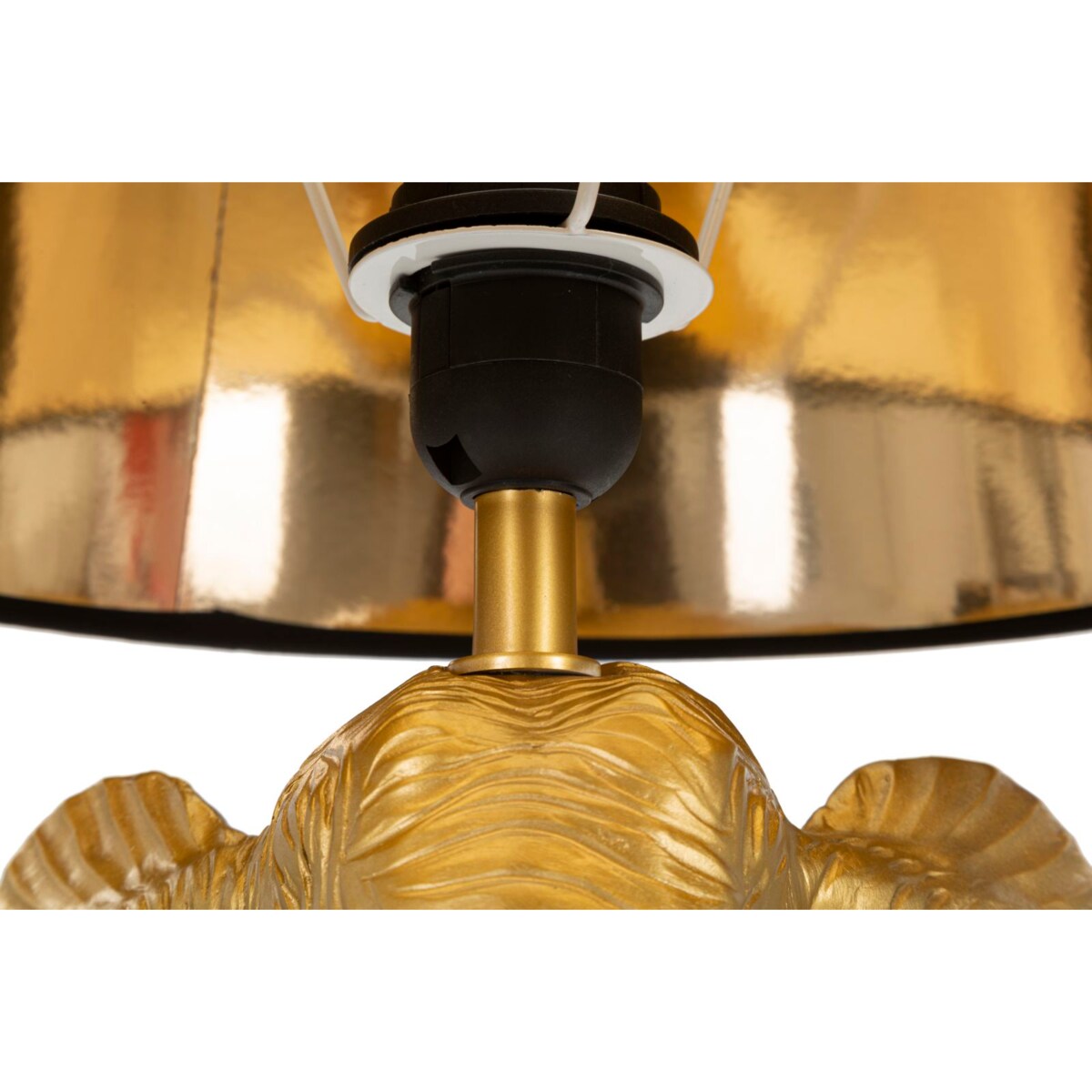 Lampa stołowa Elephant, kolor złoty i czarny, żywica syntetyczna i żelazo, 32 x 32 x 59 cm, 1 x E27, max. 40 W, motyw: słoń / słonie, Mauro Ferretti