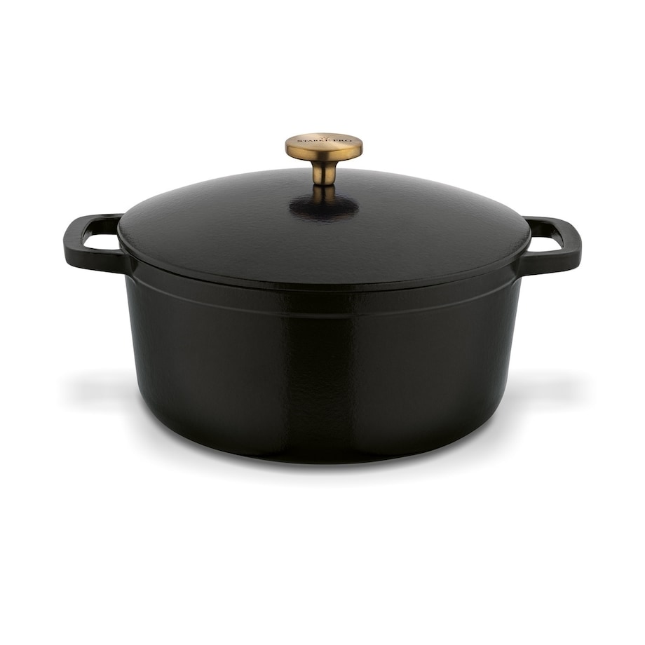 Gęsiarka żeliwna emaliowana brytfanna garnek 5 L okrągła czarna na święta