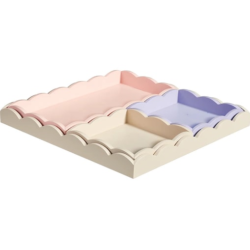 Zestaw 4 drewnianych tac, 30 x 30 x 3 cm