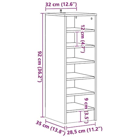 vidaXL Szafka na buty, biała, 31,5x35x90 cm, materiał drewnopochodny