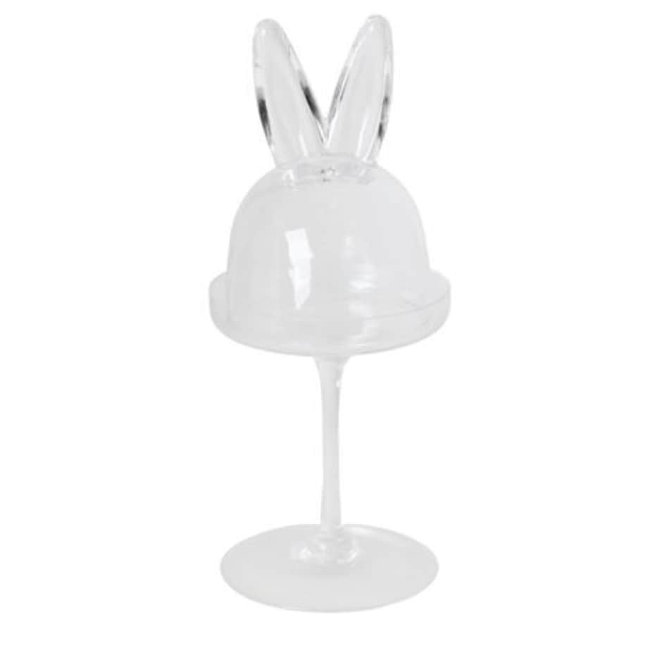 Patera szklana pokrywa z uszami królika 28,5x12x12 cm