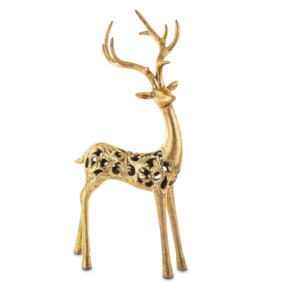 Figurka - stojący renifer ażurowy 42x22x12 cm AYAL-2 big złoty