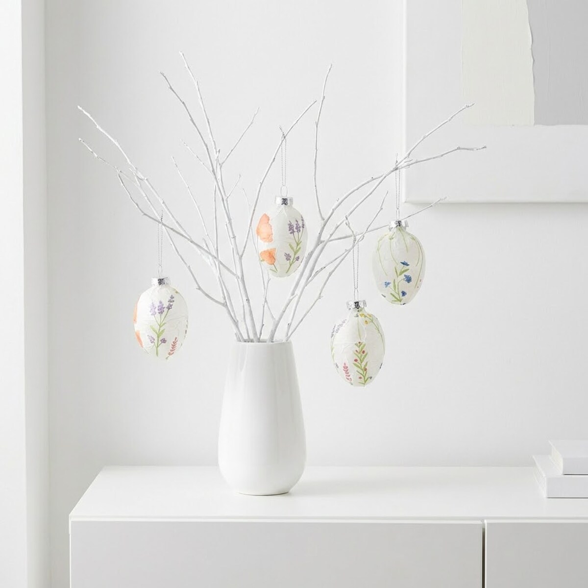 ZAWIESZKA WIELKANOCNA JAJKO JAJO BOMBKA NA WIELKANOC BIAŁA 6szt SZKLANA