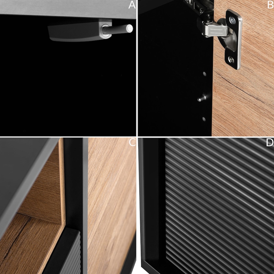 KONSIMO LOFTY Komoda w stylu loft z szufladami i szafkami na wysokich nóżkach