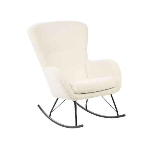 Fotel bujany boucle kremowy z czarnym ANASET