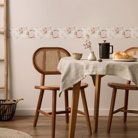 Samoprzylepny Pasek Dekoracyjny KWIATY Piwonie Peonie Styl Retro Rośliny