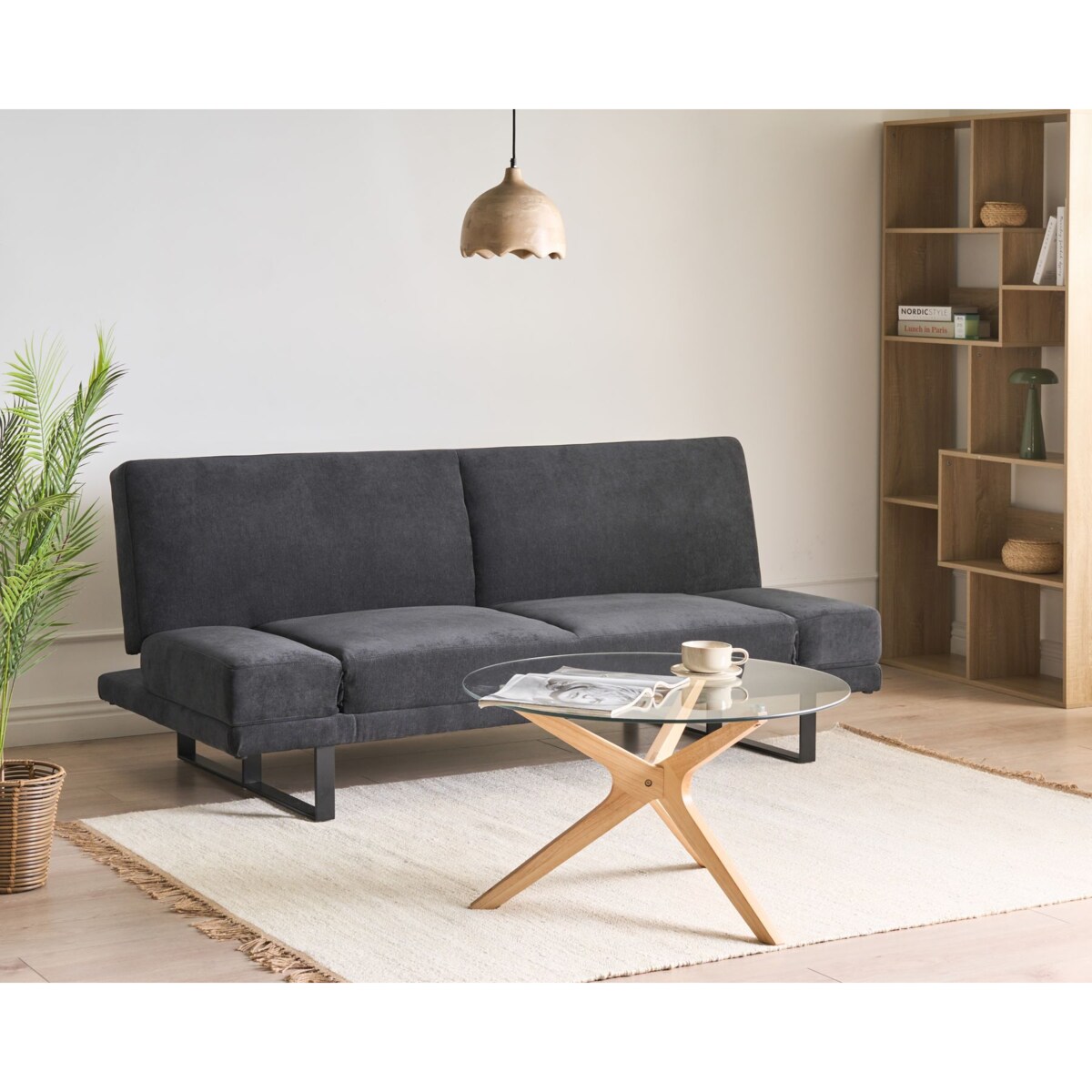 Sofa rozkładana dla 2 osób YORK Szenil Czarny