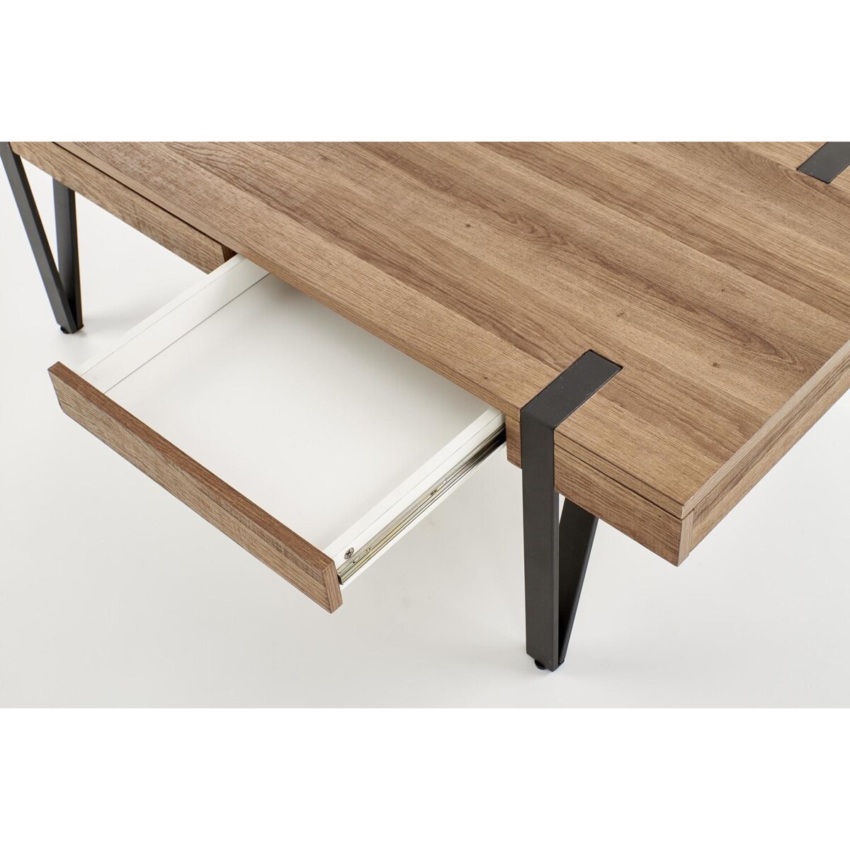 STOLIK KAWOWY Elbait Z 2 SZUFLADAMI orzech miodowy/czarny