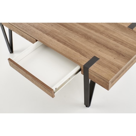 STOLIK KAWOWY Elbait Z 2 SZUFLADAMI orzech miodowy/czarny