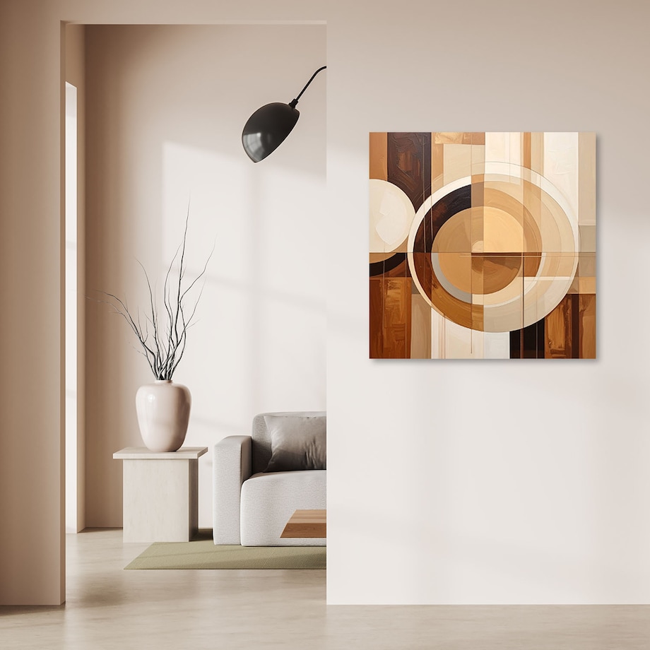 Obraz do salonu sypialni biura, Abstrakcyjne geometryczne formy w beżu