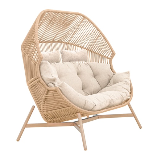 FOTEL OGRODOWY DWUOSOBOWY HOLAND Z PODUSZKAMI BEŻOWY