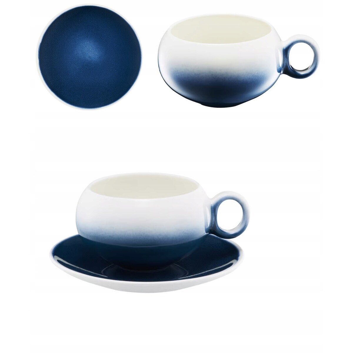 2x FILIŻANKA SPODEK CERAMIKA 250 ml na kawę espresso herbatę granat