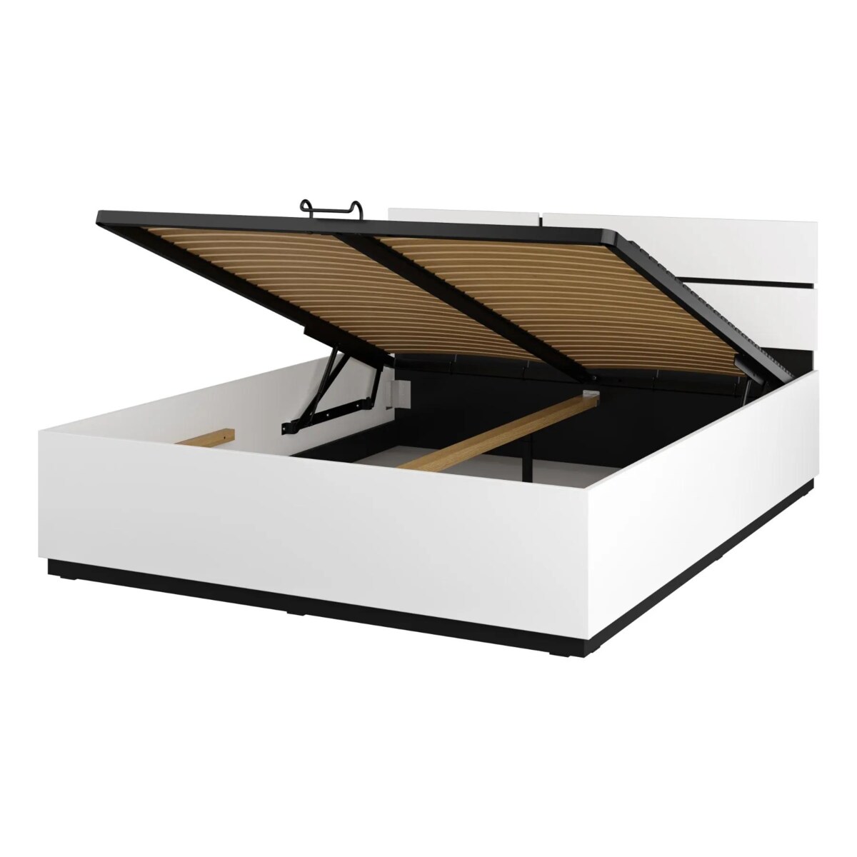 Łóżko CROSS 160x200 białe/czarne z pojemnikiem