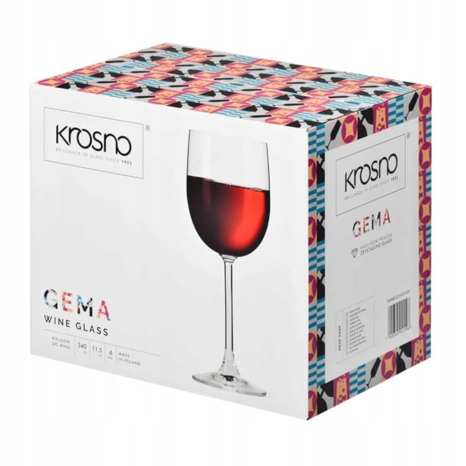 Kieliszki do wina GEMA KROSNO 6szt 340ml uniwersalne do białego czerwonego