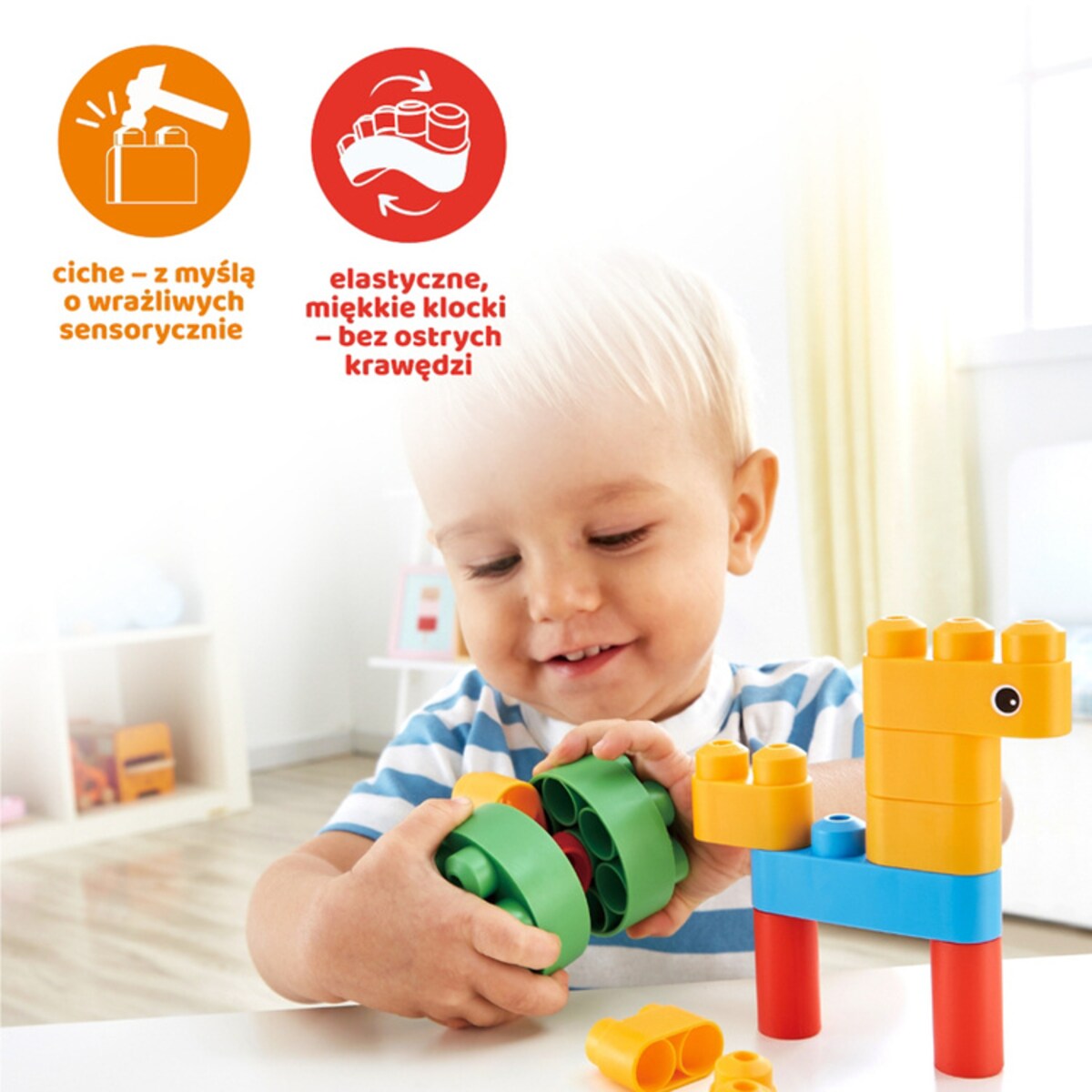 Miękkie Klocki Konstrukcyjne Ptaki i Zwierzęta 13 el. 18m+ PolyM