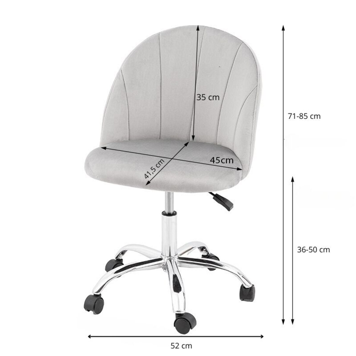 Fotel biurowy krzesło obrotowe szary regulowany welurowy