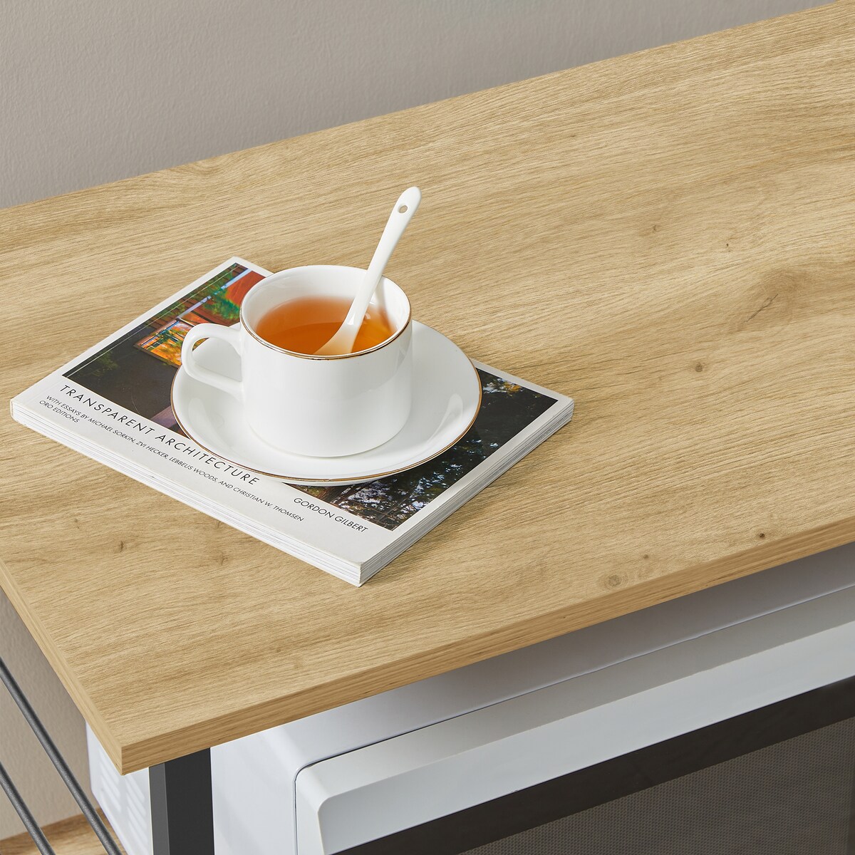 Szafka Na Kółach nowoczesny styl, dąb artisan, czarny