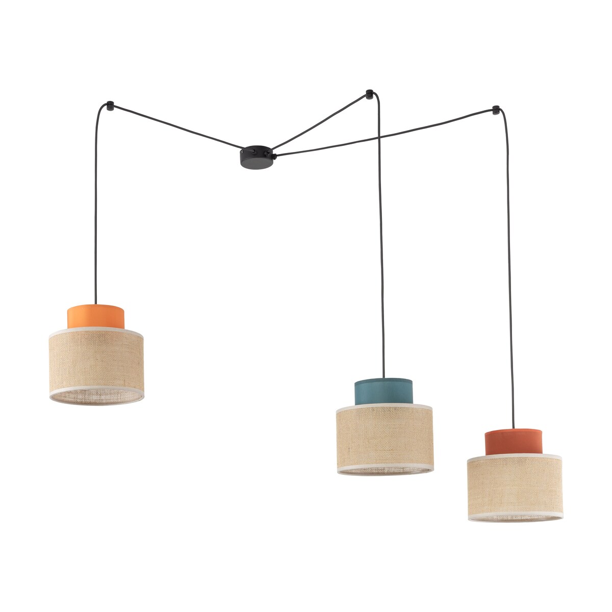 Lampa wisząca TK Lighting DUO JUTA MIX 3140, 3xE27, juta, regulacja wysokości, multikolor