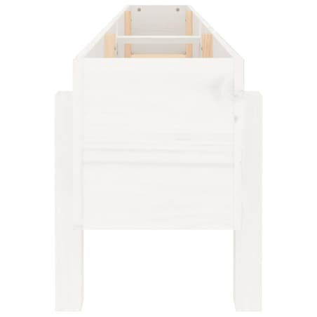 vidaXL Donica ogrodowa na nóżkach, biała, 160x30x38 cm, drewno sosnowe