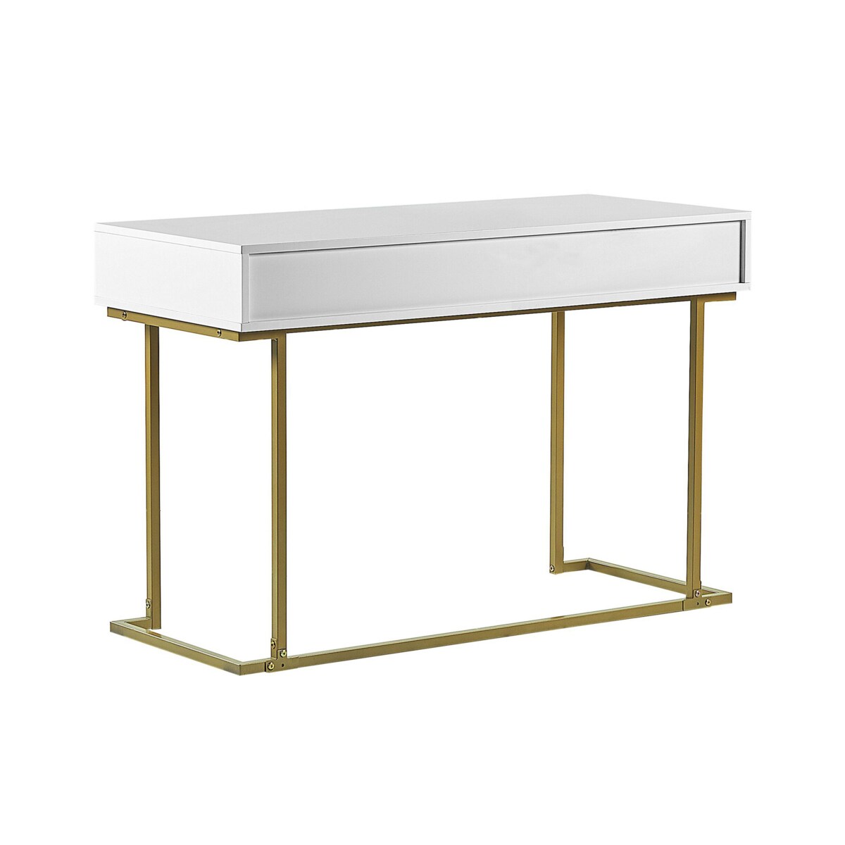 Biurko / Konsola 2 szuflady biało-złota WESTPORT