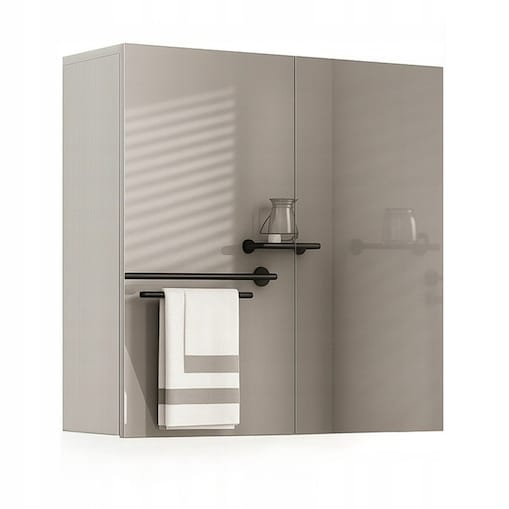 Wisząca szafka do łazienki z lustrem biała mdf nowoczesny design