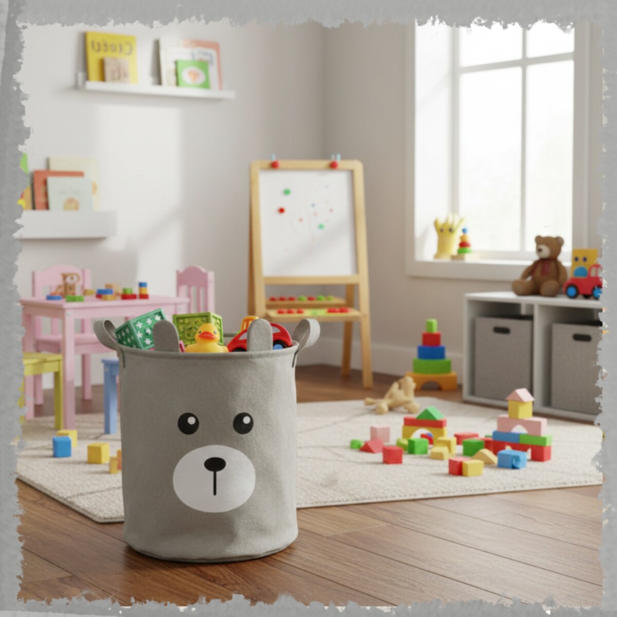 Kosz na zabawki klocki zamykany ze ściągaczem duży XXL organizer pojemnik