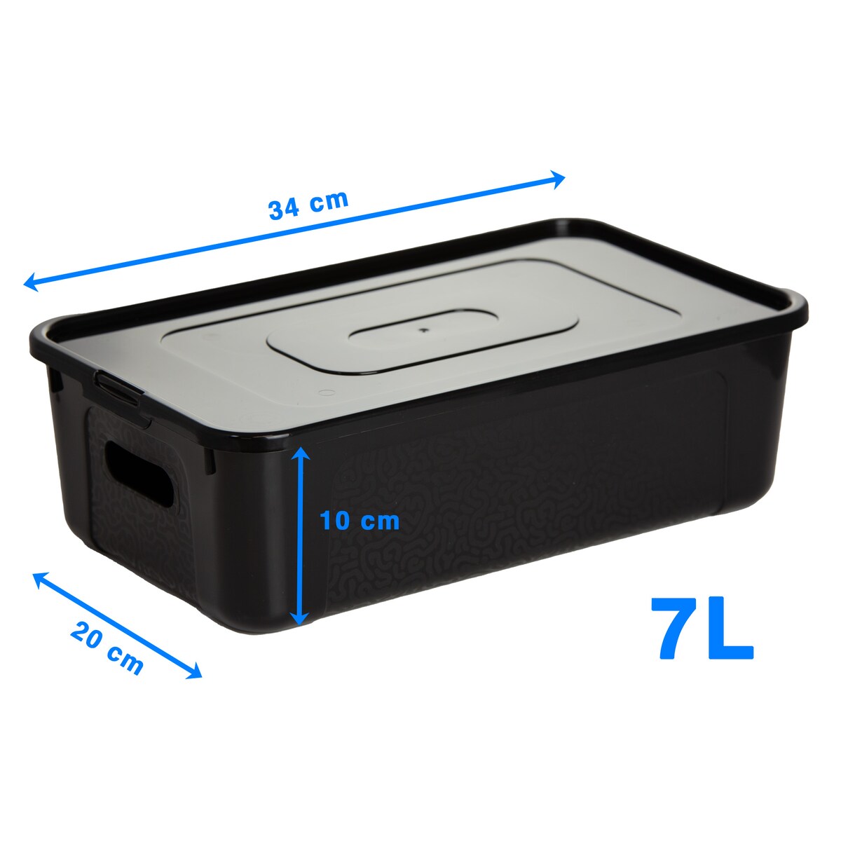Pojemnik Pudło Plastikowe 34X20X10 Cm 7 L Z Pokrywą Do Przechowywania Czarne