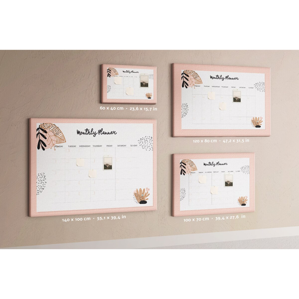 Tablica korkowa Planer miesięczny 140x100cm - drewniane pinezki