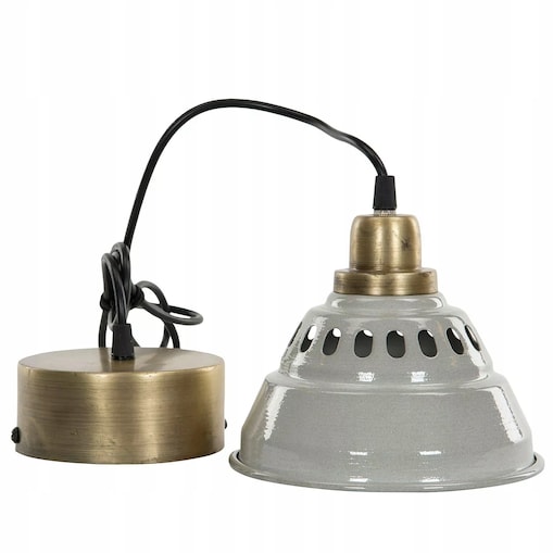 LAMPA SUFITOWA WISZĄCA NAD STÓŁ LOFT POJEDYNCZA METALOWA SZARA złota 18cm