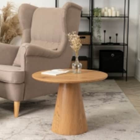 Stolik Kawowy Okrągły Dąb Mały Loft Nowoczesny Mała Okrągła Ława CARLY