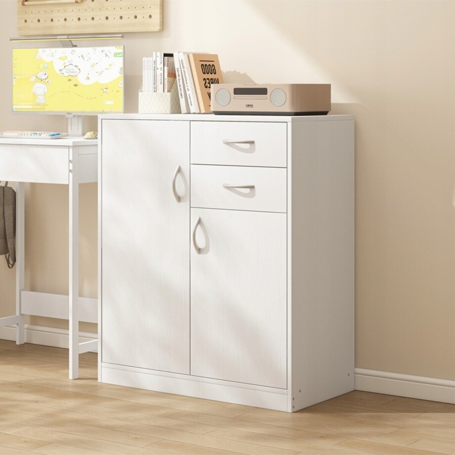 Komoda nowoczesna z szufladami I półkami loft biała regał szafka drzwi 74cm