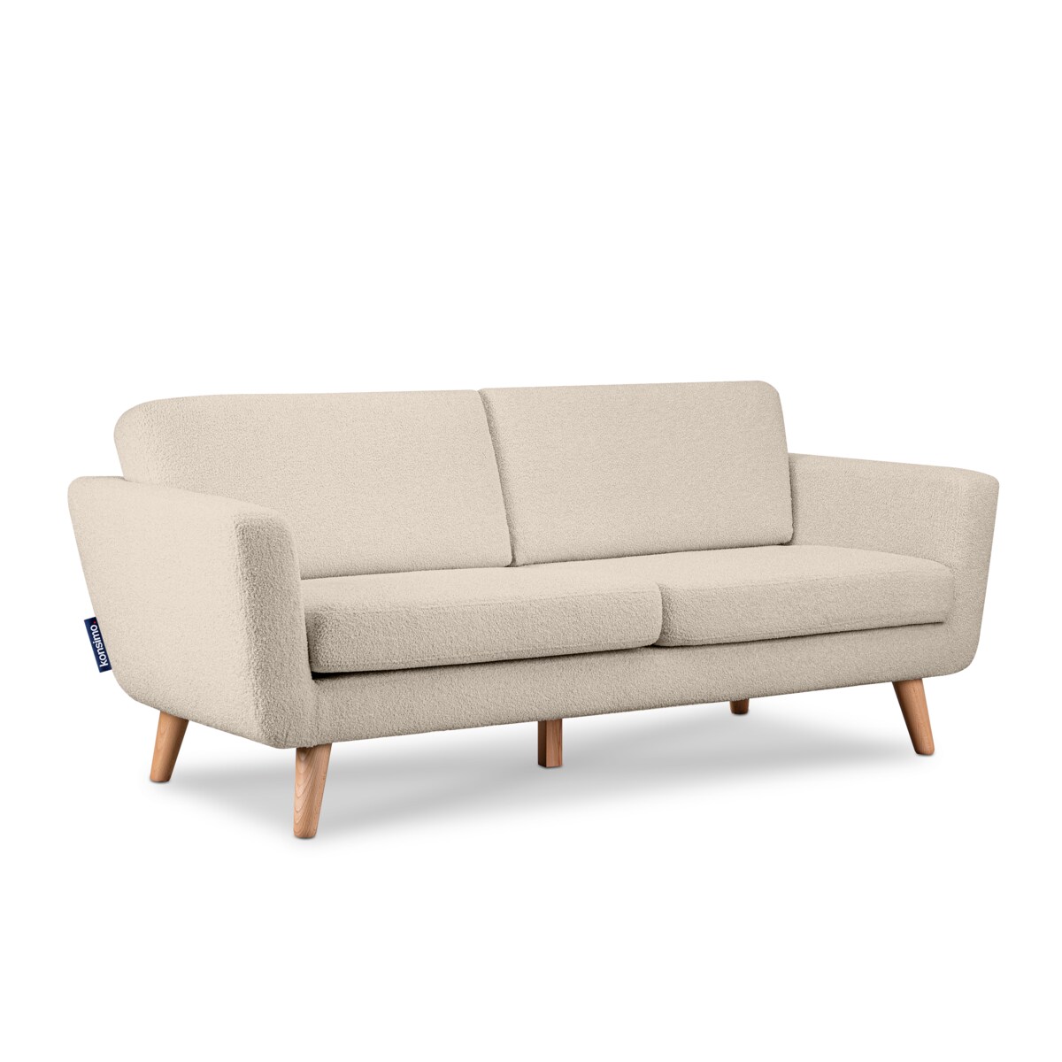 KONSIMO TAGIO Skandynawska 3-osobowa sofa pluszowa w kolorze kremowym