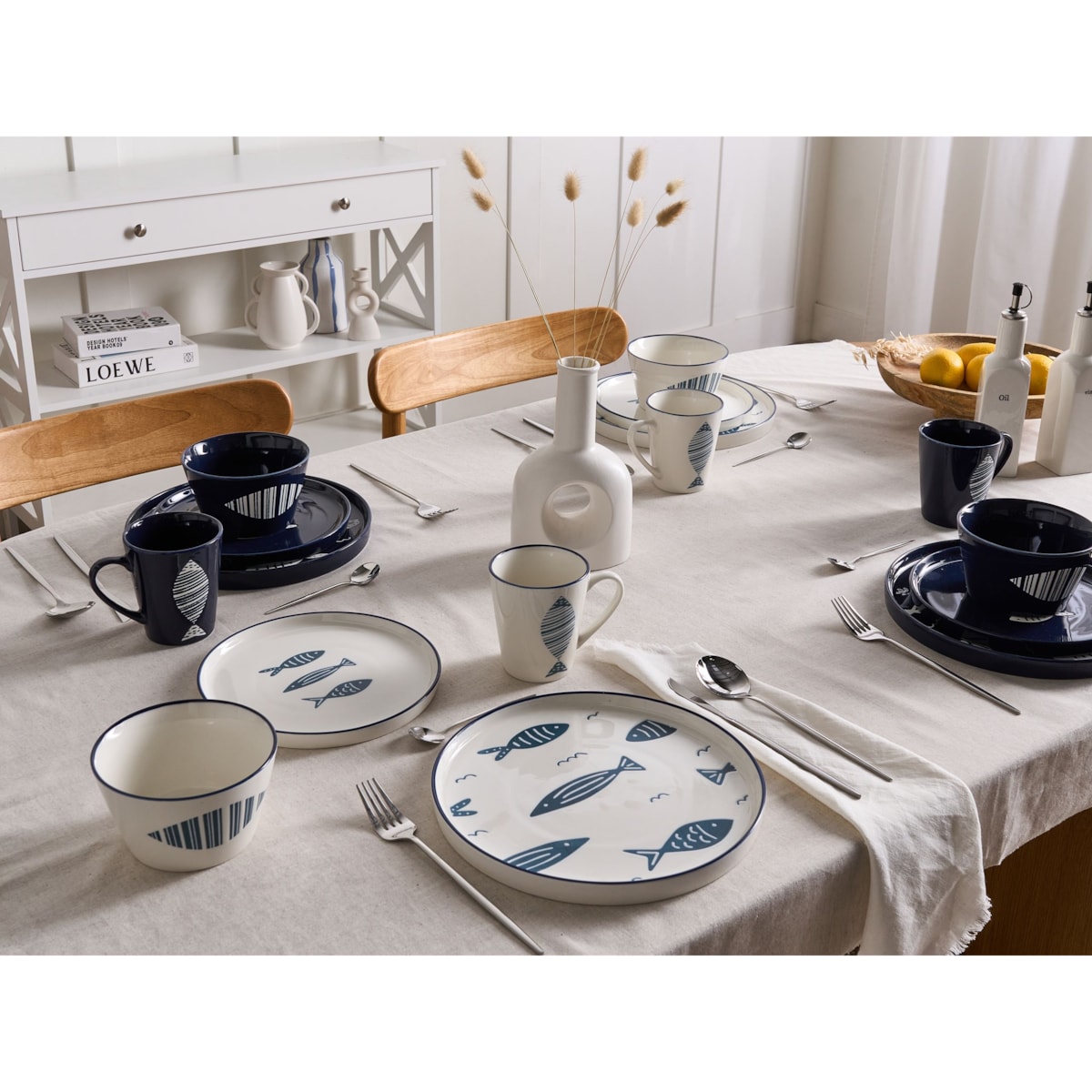 Zastawa stołowa 16-częściowa TAMARIND Porcelana Biały/niebieski