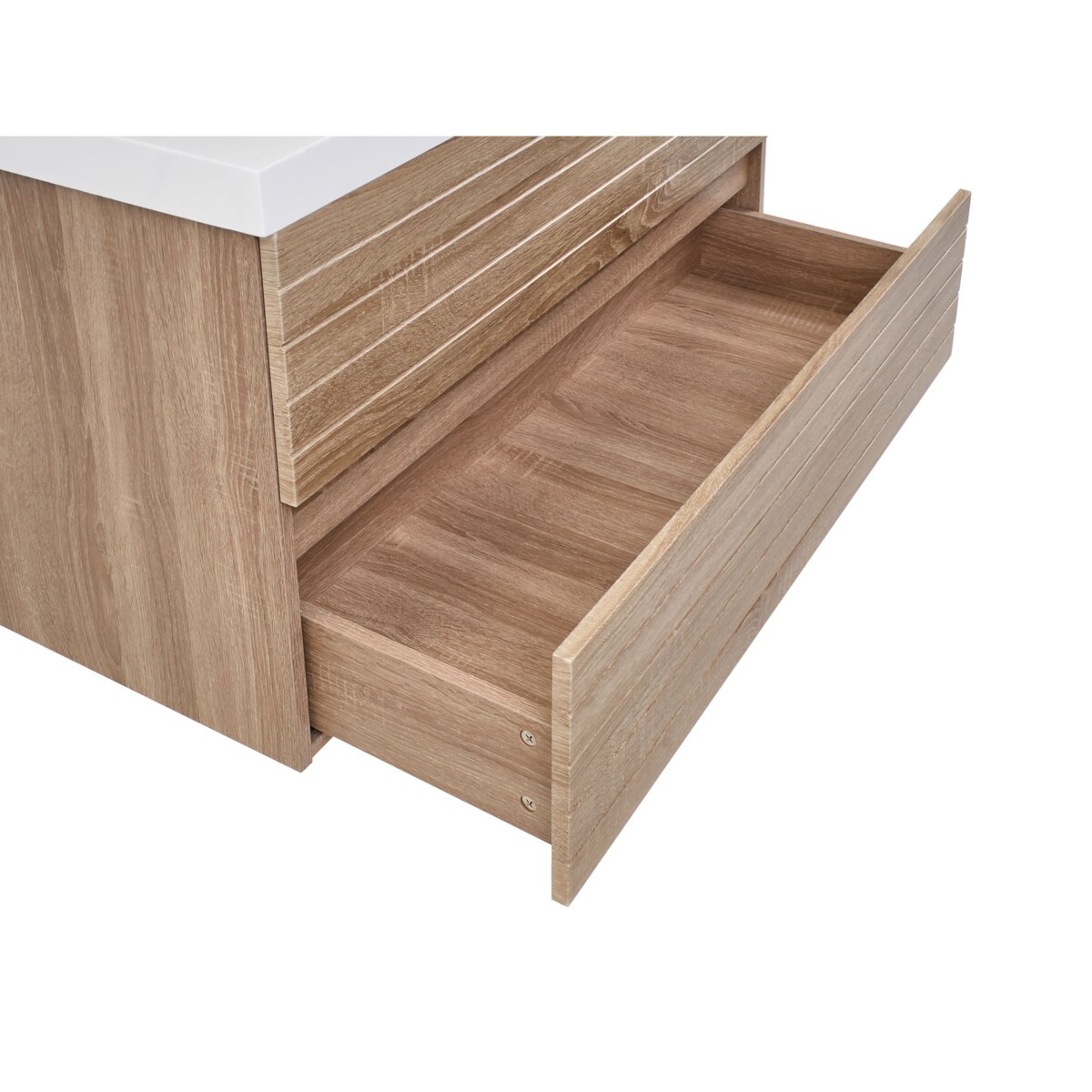 Szafka łazienkowa wisząca z umywalką URUCU 100 cm 55 cm Jasnobrązowy Brązowy