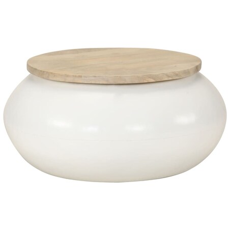 vidaXL Stolik kawowy, biały, 51x51x27 cm, lite drewno mango