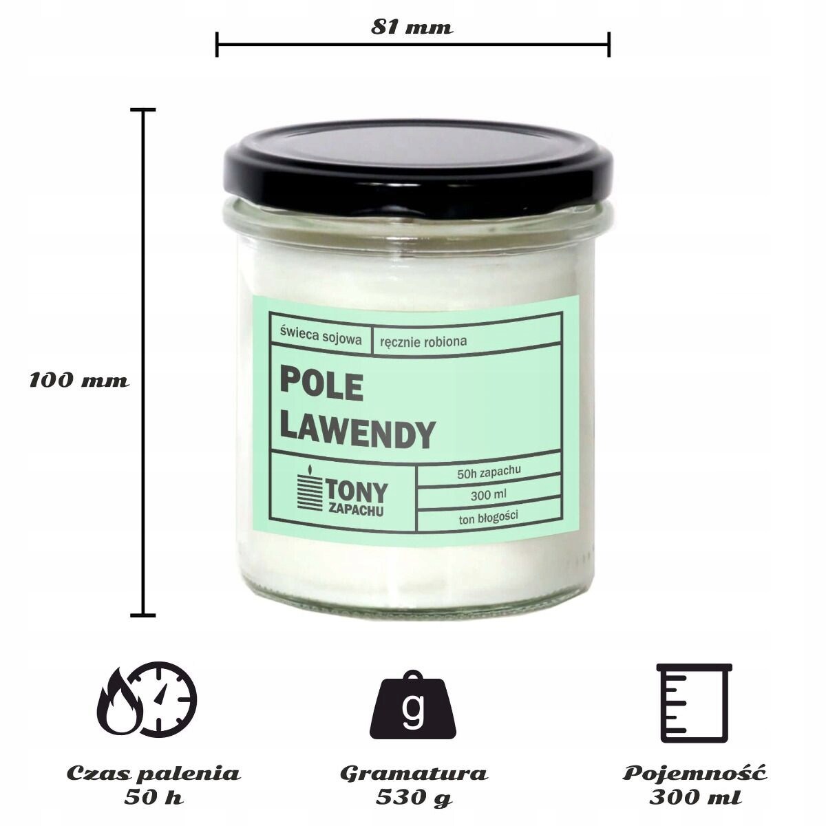 Naturalna ręcznie robiona świeca sojowa zapachowa w szkle POLE LAWENDY 50h palenia 300ml - prezent upominek dla kobiety mamy dziewczyny żony babci niej